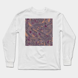 Retro pattern with autumn plants Long Sleeve T-Shirt